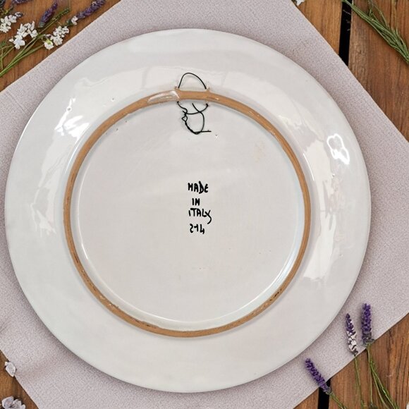 SIGNED! Nino Parrucca Wine Harvest Painted Art Studio Pottery Plate Italy 10.5" - Picture 7 of 7